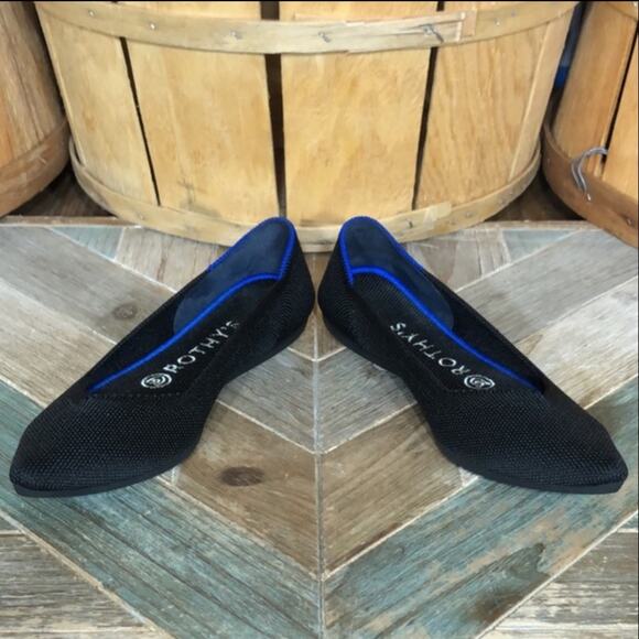 Rothy’s The Point Black Pointed Toe Synthetic Slip-On Ballet Flats Womens Size 6 - Picture 7 of 11